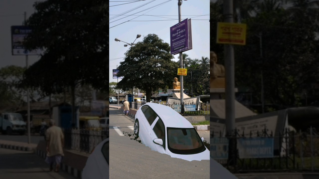 See the car fell into the canal 🤯#virulshorts #youtubeshorts_@vfximtiyaz