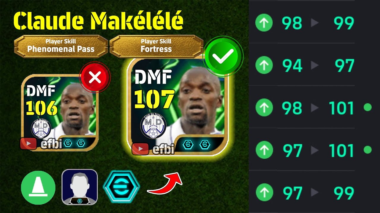 Claude Makelele 107 BEST TRAINING with Booster, Max Level, Player Progression eFootball 2026
