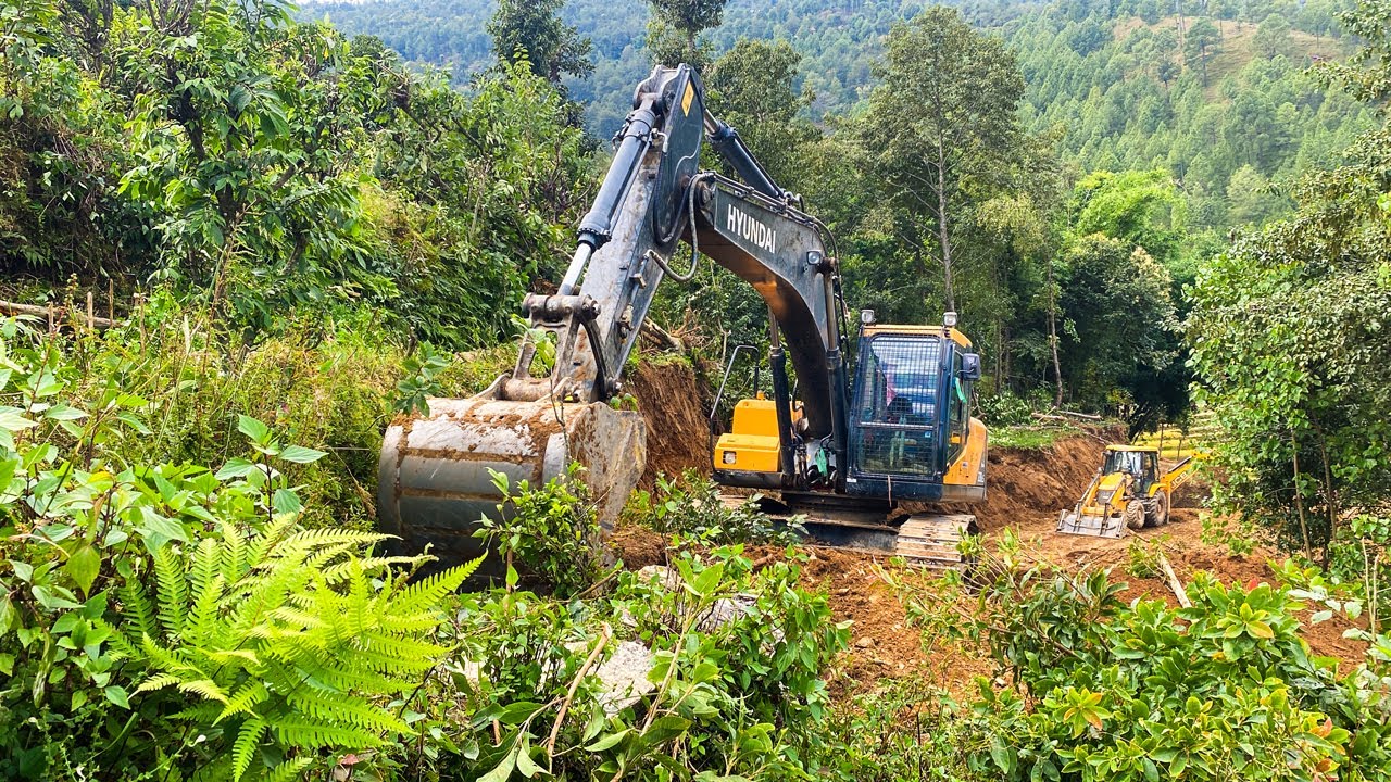 Riskiest Mountain Road Construction: Excavator in Action | Excavator Planet