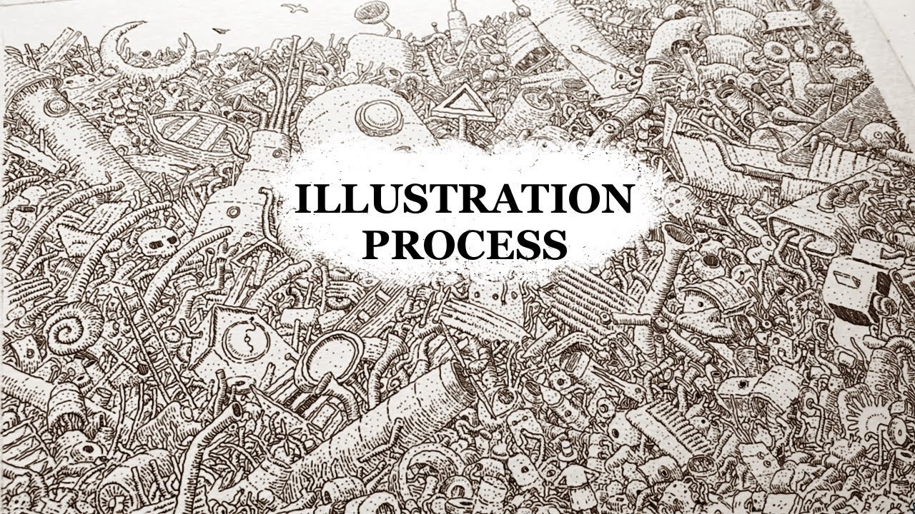 Ink and Watercolor Illustration Process 