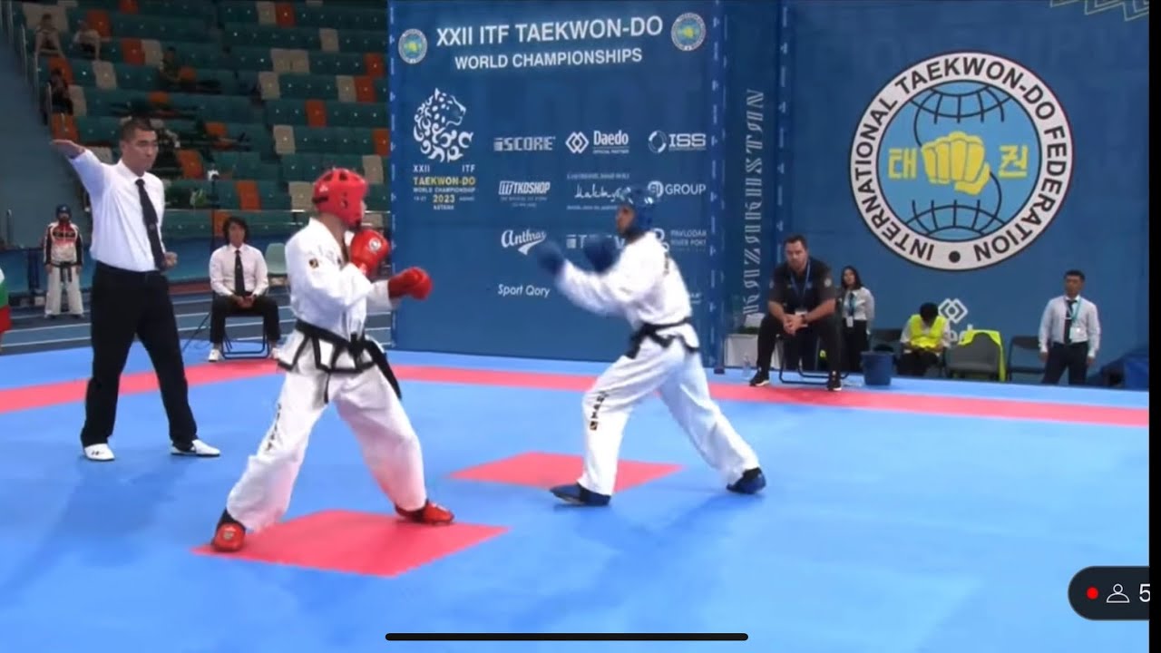57kg Semifinal  Man Sparring ( KAZ vs Russia) Taekwon-Do ITF World Championship. ASTANA2023