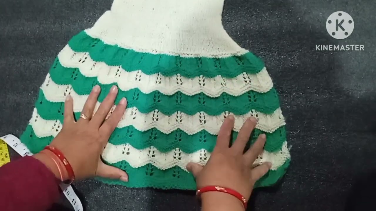 Hand knitting woolen Baby Frock