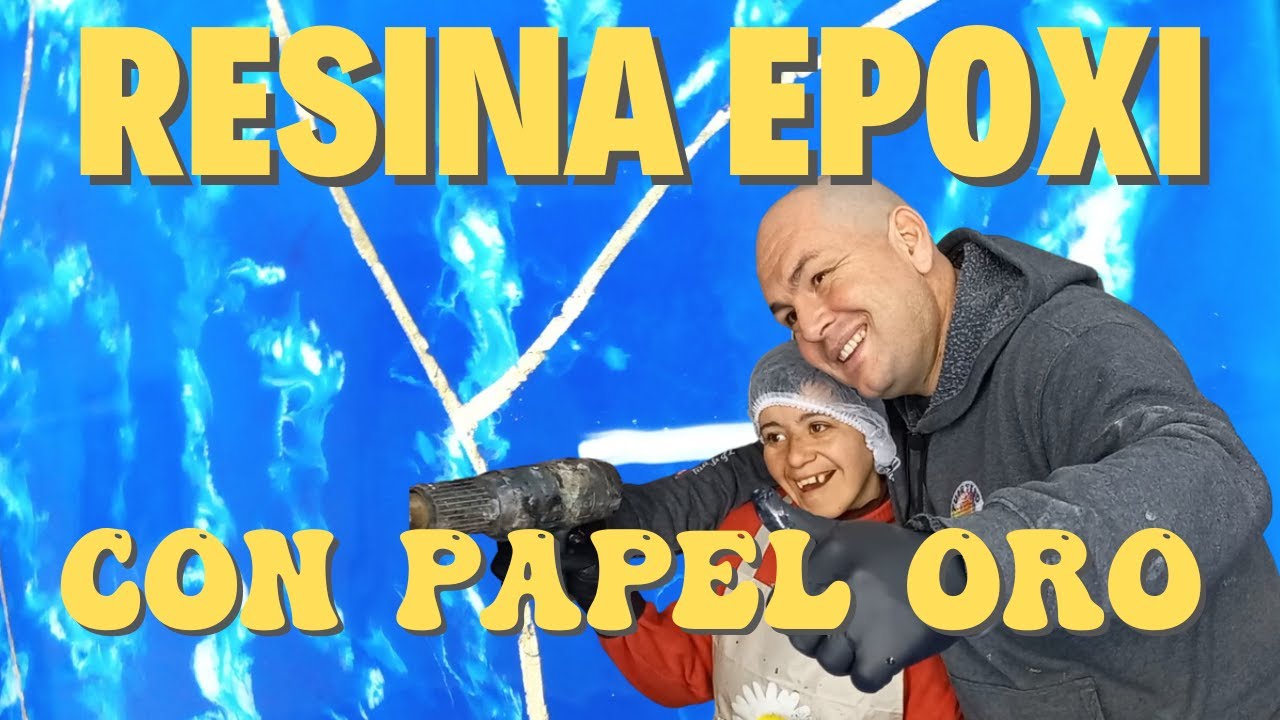 RESINA EPOXI CON PAPEL ORO / Técnica paso a paso con marmolado azul y blanco.