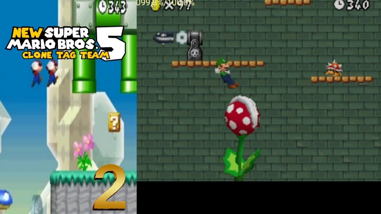 New Super Mario Bros 5 Clone Tag Team ep 2 100%