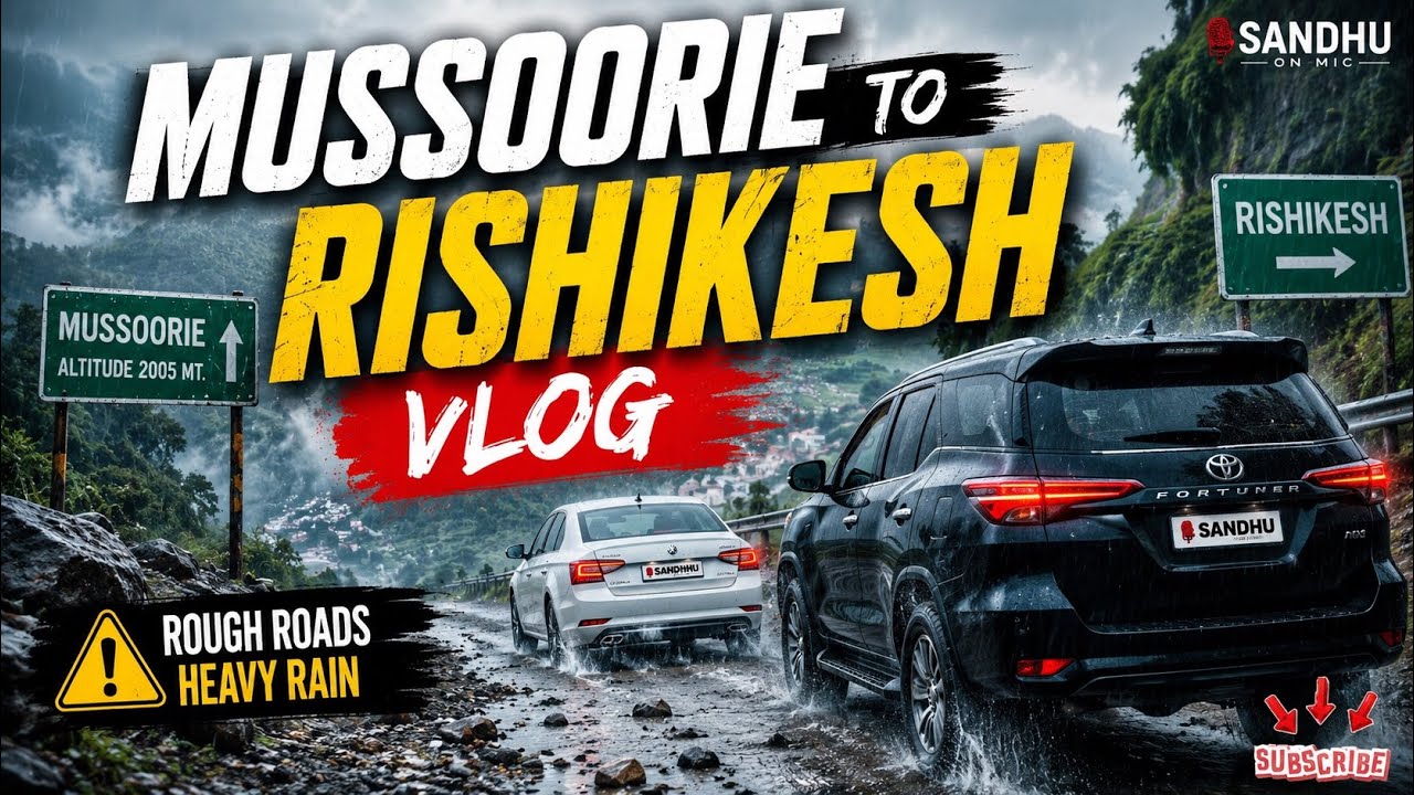 Mussoorie to Rishikesh 🌧️ Heavy Rain Drive | Dangerous Roads Vlog #vlog #sandhuonmic 