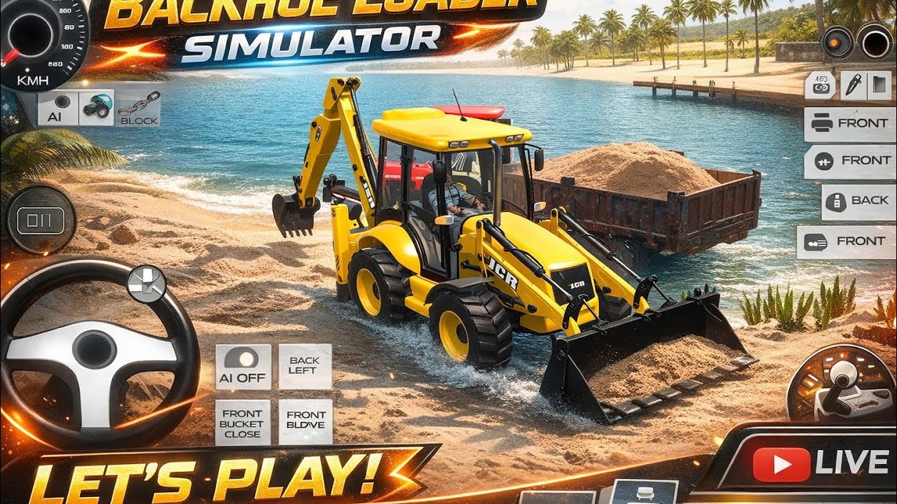 Backhoe Loader Simulator Game 🎮 | Pani Me JCB Ka Kaam | Live Gameplay bajri mafiya 