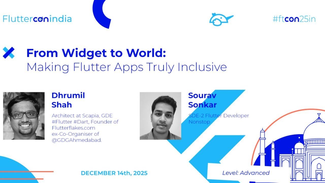 From Widget to World Making Flutter Apps Truly Inclusive - Dhrumil & Sourav | Fluttercon India 2025