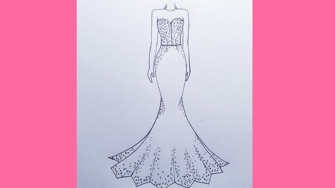 How to draw a wedding dress | Easy drawing for beginners