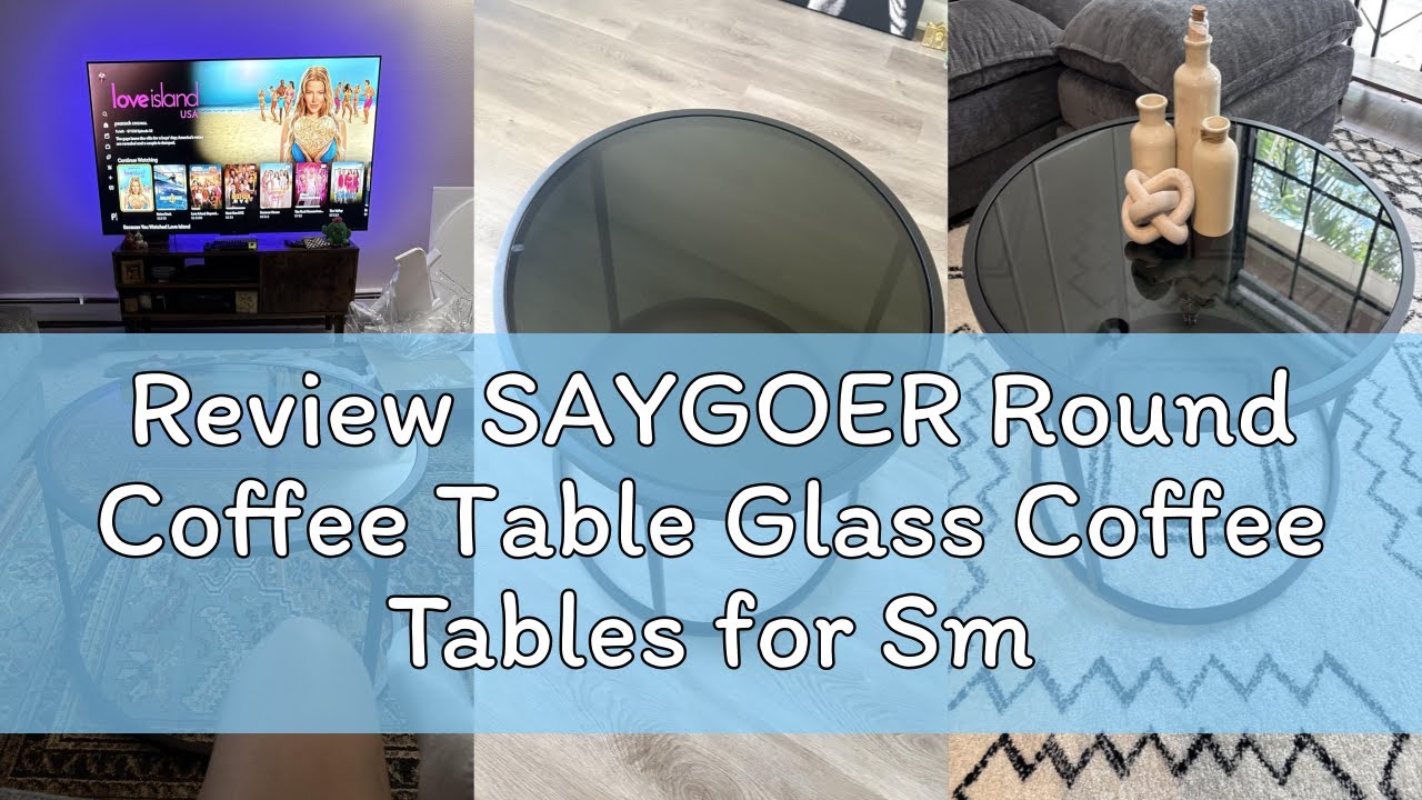 Review SAYGOER Round Coffee Table Glass Coffee Tables for Small Space Simple Modern Center Table for