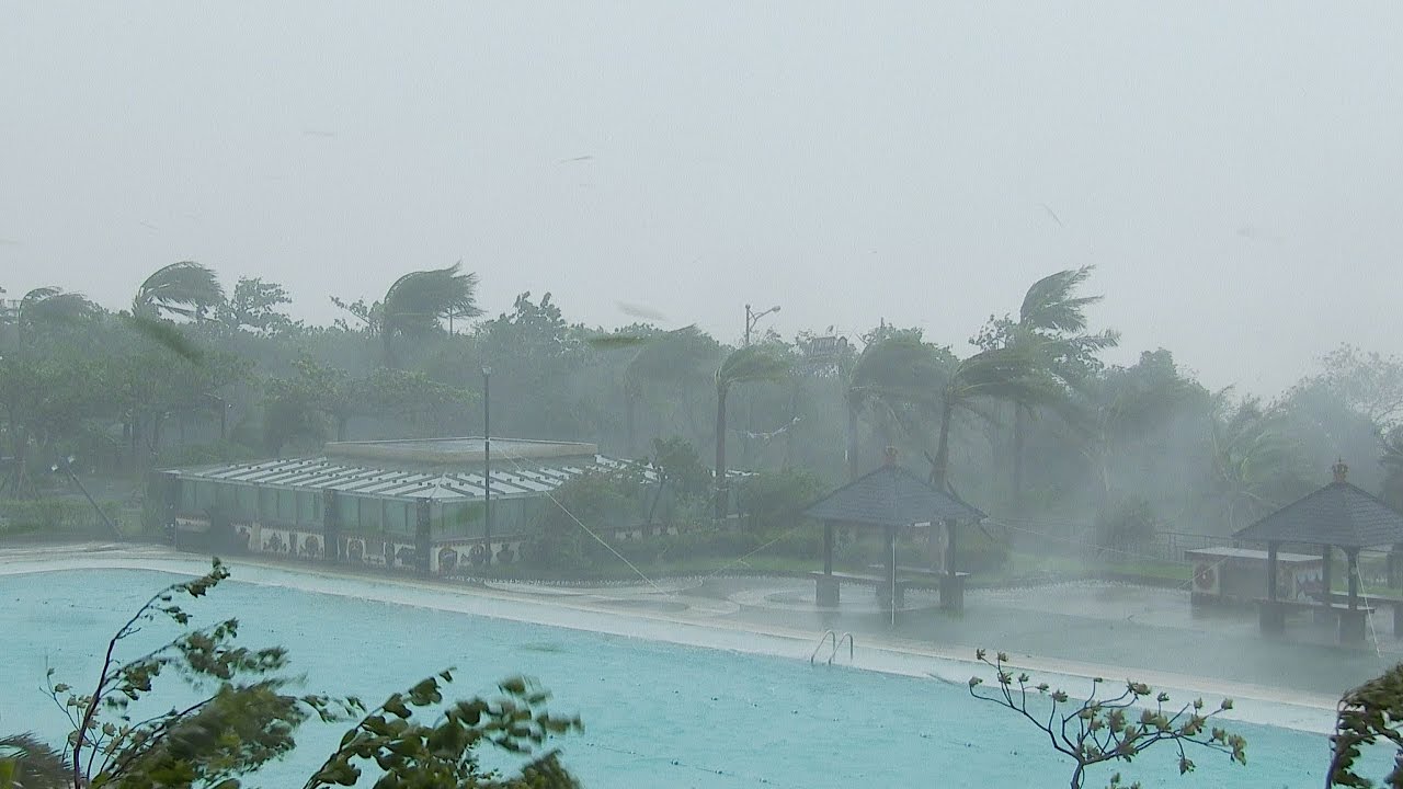 Classic Daytime Hurricane Conditions - 4K Stock Footage Super Typhoon Meranti