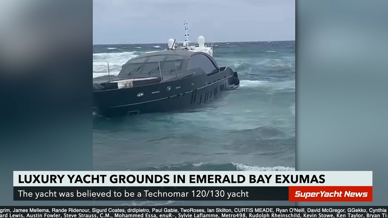 Роскошная яхтенная стоянка на острове Эксумас у входа в марину Emerald Bay | SY Clips