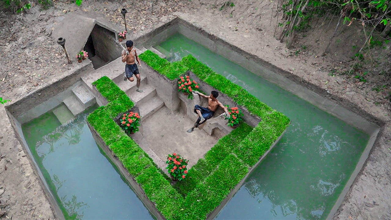 Build Swimming Pool Around Secret Underground House