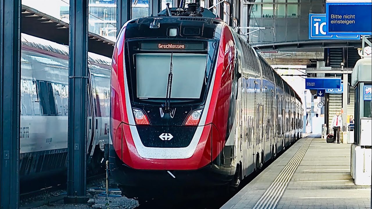 Trains at Basel SBB Station (4K)