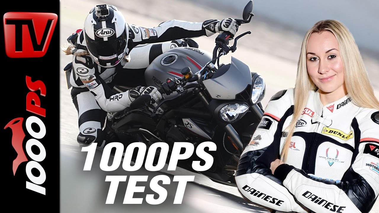 1000PS Test - Triumph Street Triple RS 2017 | Steffi testet die nackte Britin ENGL Subs
