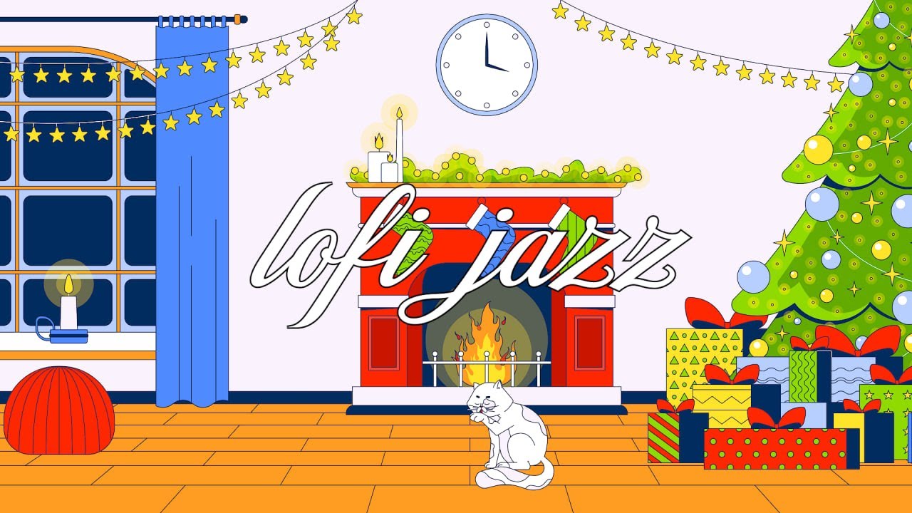 Lofi jazz cozy night with fireplace 🎄 relaxing beats for study, sleep & winter vibes