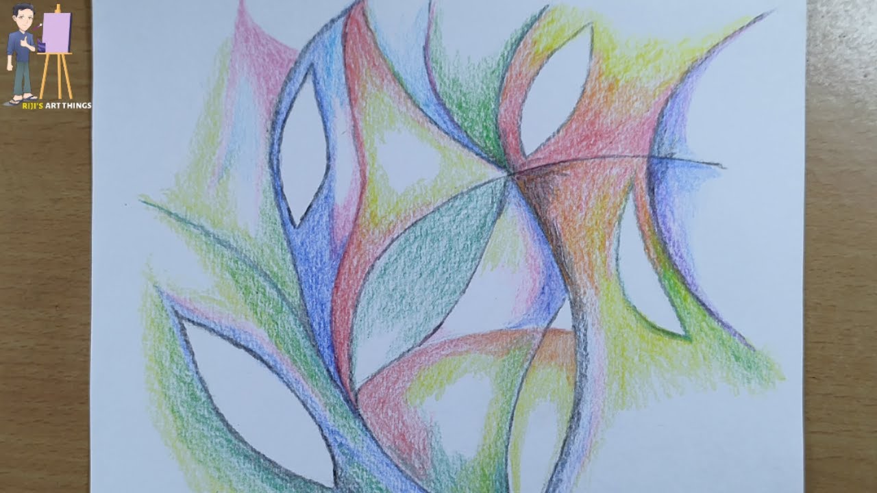How to draw Abstract drawing with colour pencil