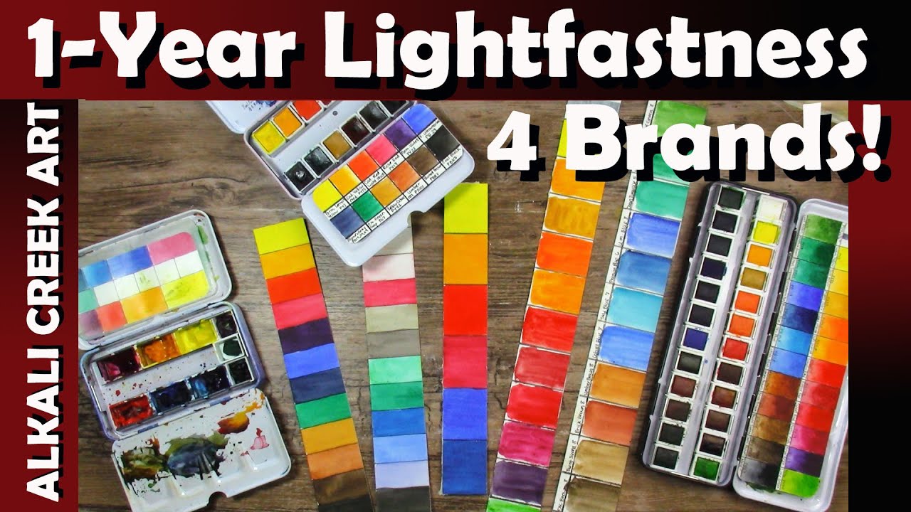1-YEAR Lightfast Testing - 4 BRANDS + Painting!  Etchr, Daniel Smith, Paul Rubens, Schpirrer-Farben.