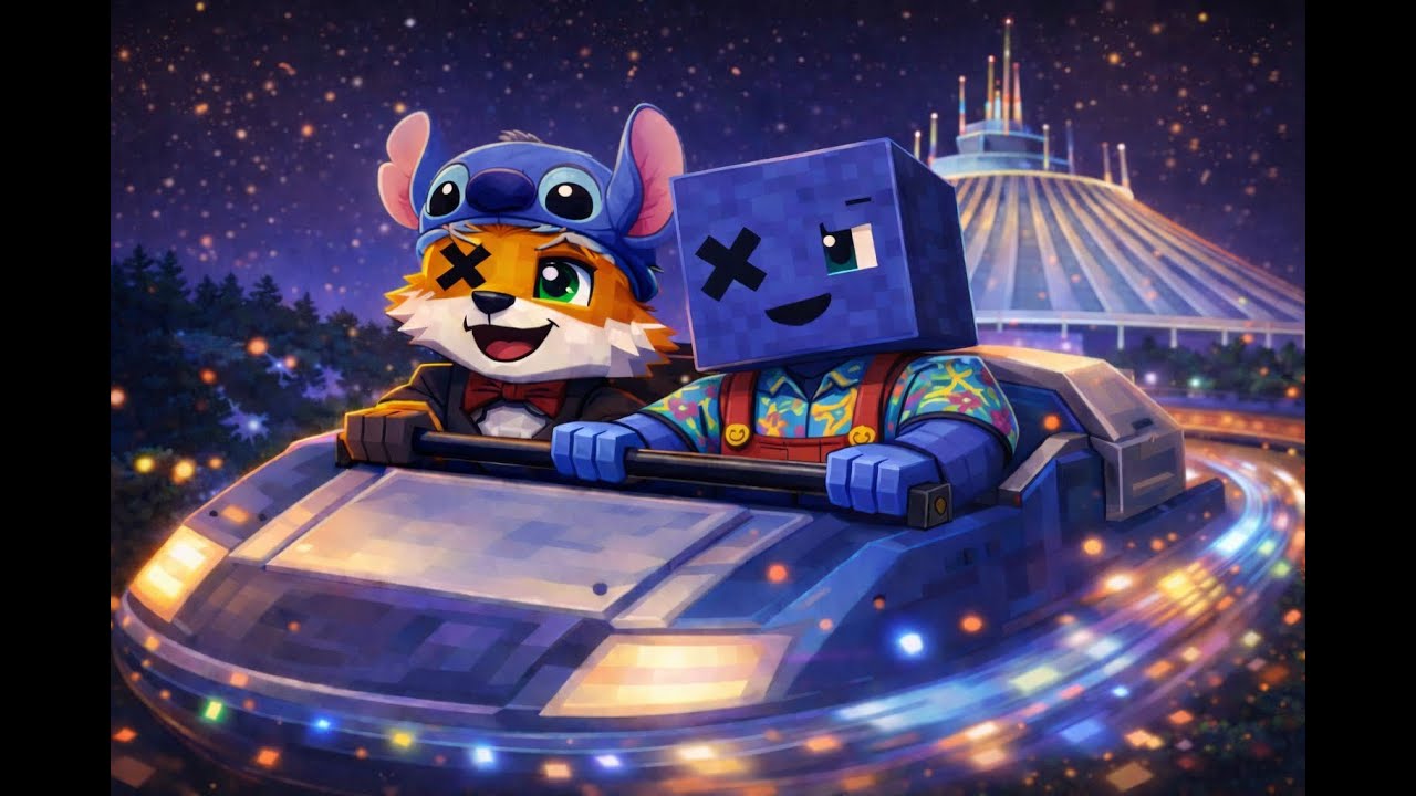 Foxo & Boxo Ride TRON & Space Mountain in Minecraft!