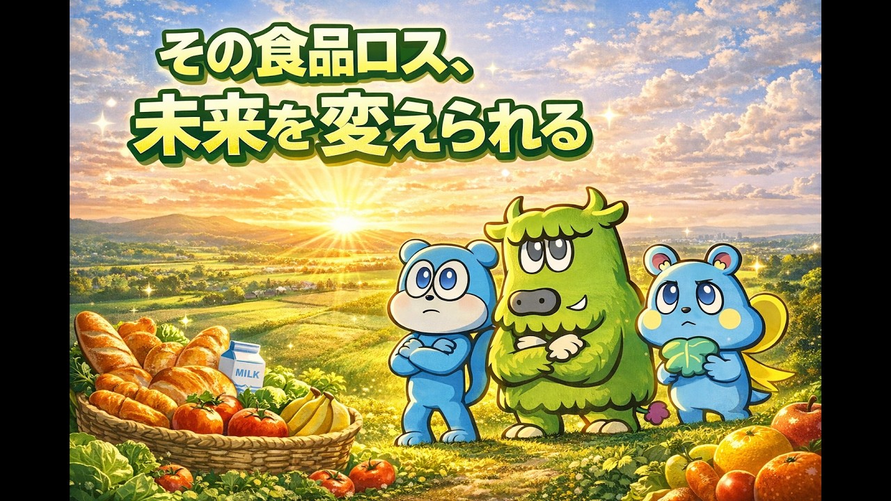 【 ほぼ1分で学ぶ！ 】　日本の食料廃棄と世界の食料支援量　※フードロス編