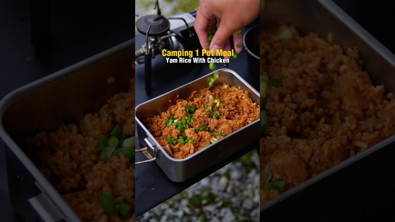 Camping 1 Pot Meal: Yam Rice With Chicken 😋 #onepotmeal #onepotricerecipe #onepotrice
