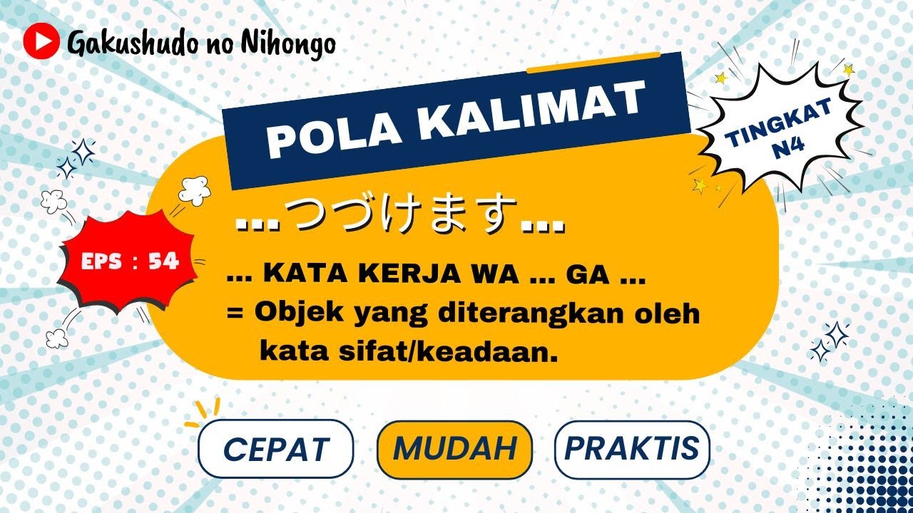 Belajar Pola Kalimat N4 Bahasa Jepang - EPS.54 | Kata Kerja ...WA...GA - Metode Gakushudo