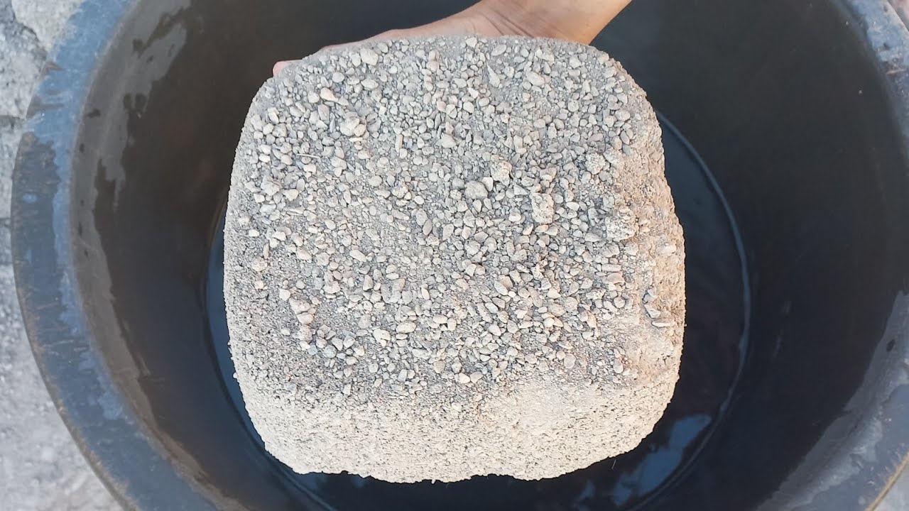 Sand Cement Stonecrush Squares ⬛️ Crumbling and dipping in water