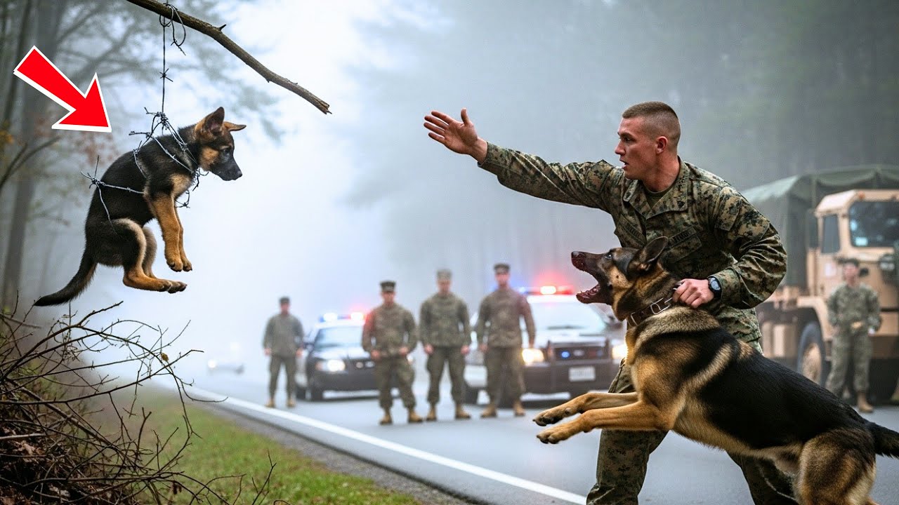 Une Maman Berger Allemand Pleure Son Chiot Pris Dans Les Barbelés—L’Acte Secret Des Marines