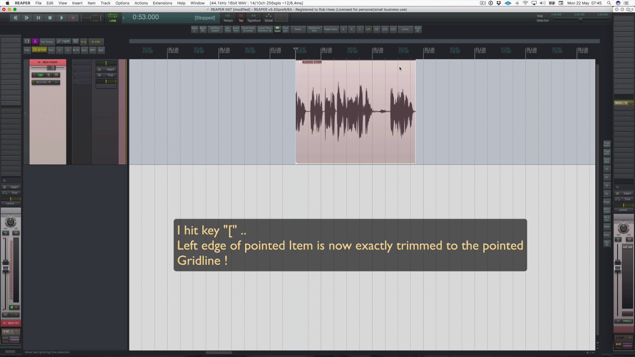 Reaper DAW: Trimming Item edge to pointed Gridline.mp4