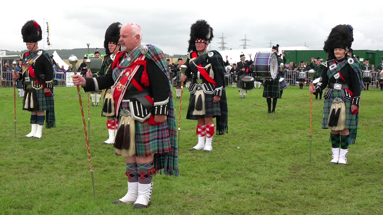 Hundreds of Pipers and drummers from 11 bands form giant circle at the 2019 Keith Show in Scotland
