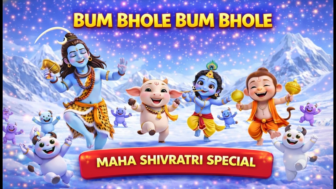 भोले बाबा डमरू बजाएँ | Maha Shivratri Special Bhajan | Kids Animation | Mehu Rhymes