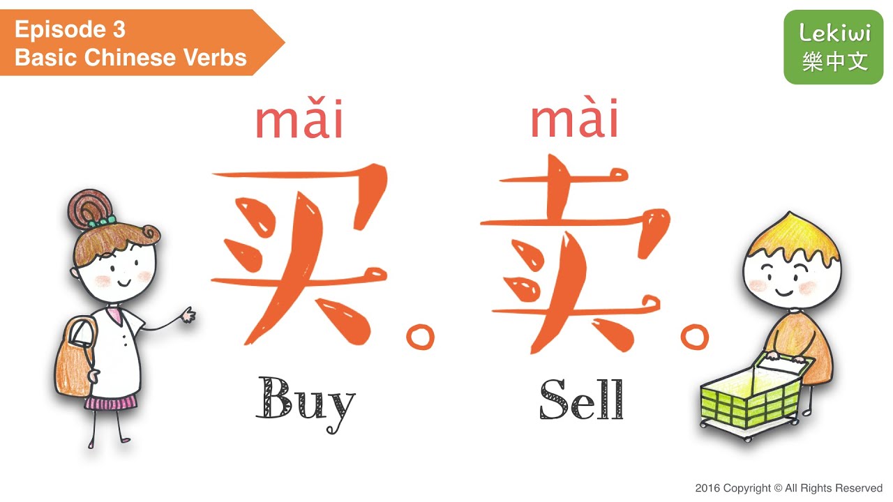 【Lekiwi】 Learn Basic Chinese Verb EP3 Buy. Sell  买. 卖  mǎi . mài⎢樂中文