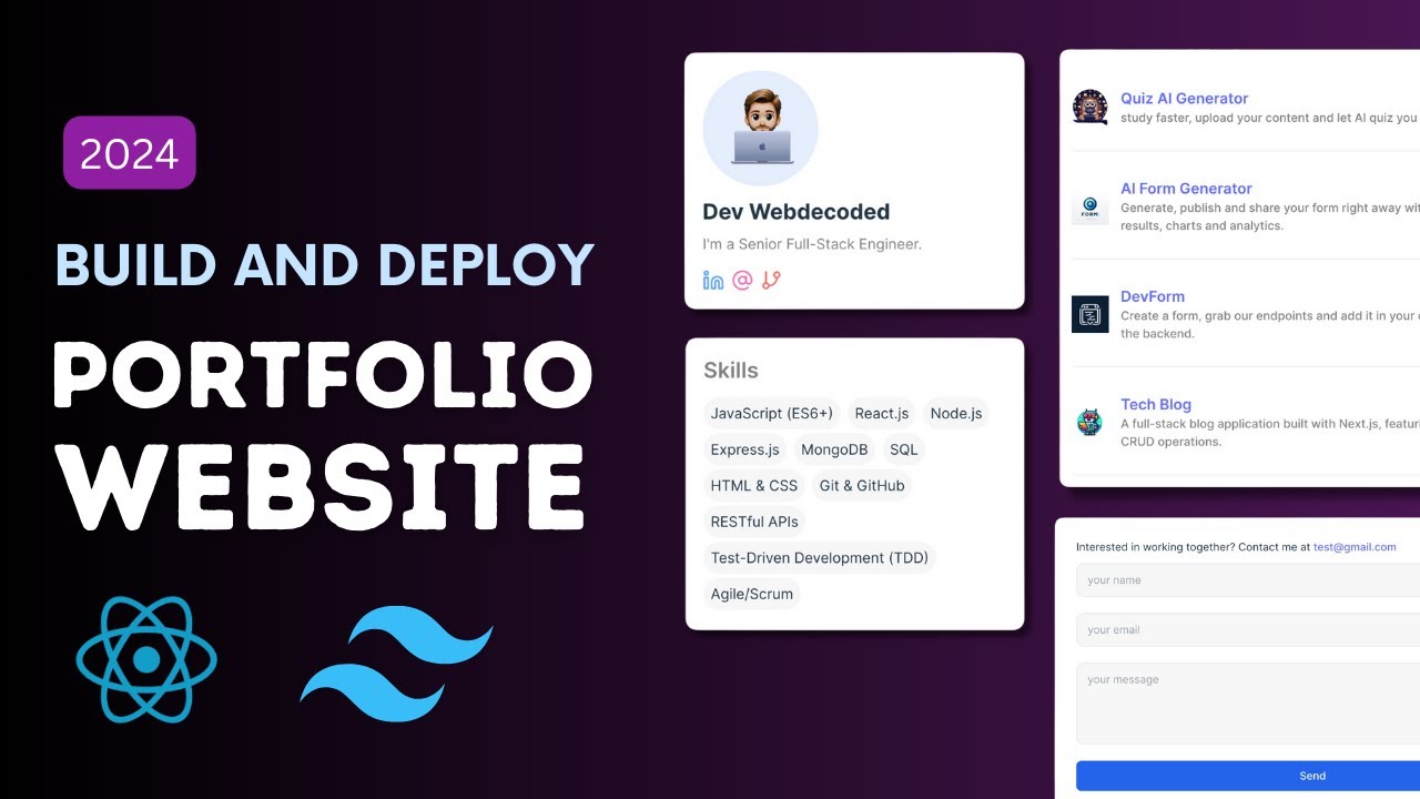 React Tutorial - Build & Deploy Developer Portfolio Website (Beginner Friendly) 2024