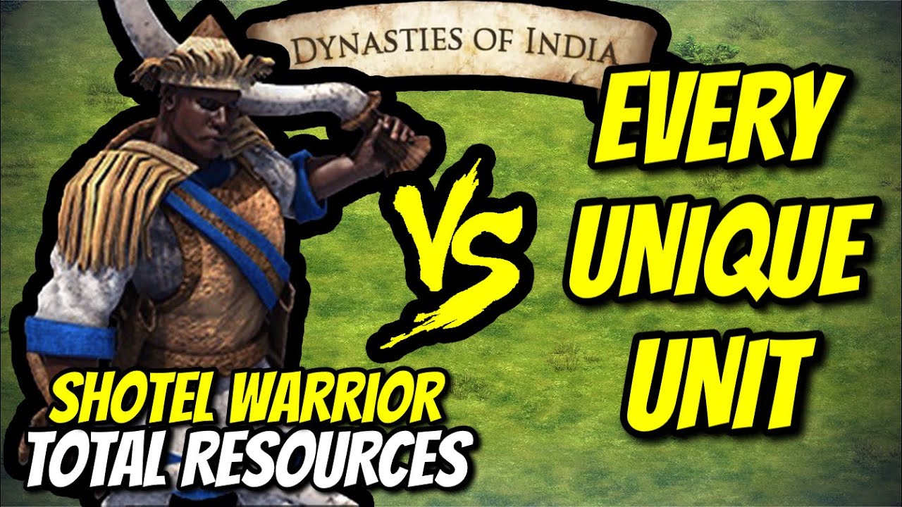 ELITE SHOTEL WARRIOR vs EVERY UNIQUE UNIT (Total Resources) | AoE II: DE
