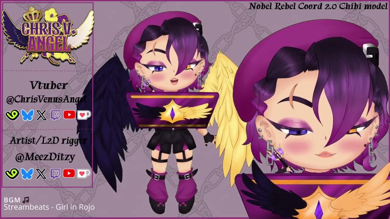 [LIVE 2D CHIBI SHOWCASE] Chibi model - Chris Venus Angel (Nobel Rebel Coord 2.0)