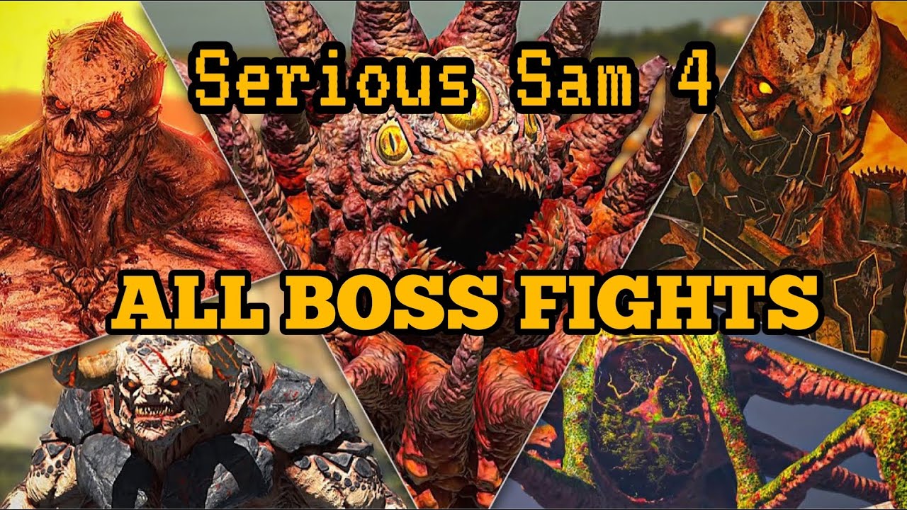 Serious Sam 4 | ALL BOSS FIGHTS, Intro + Endings 💣