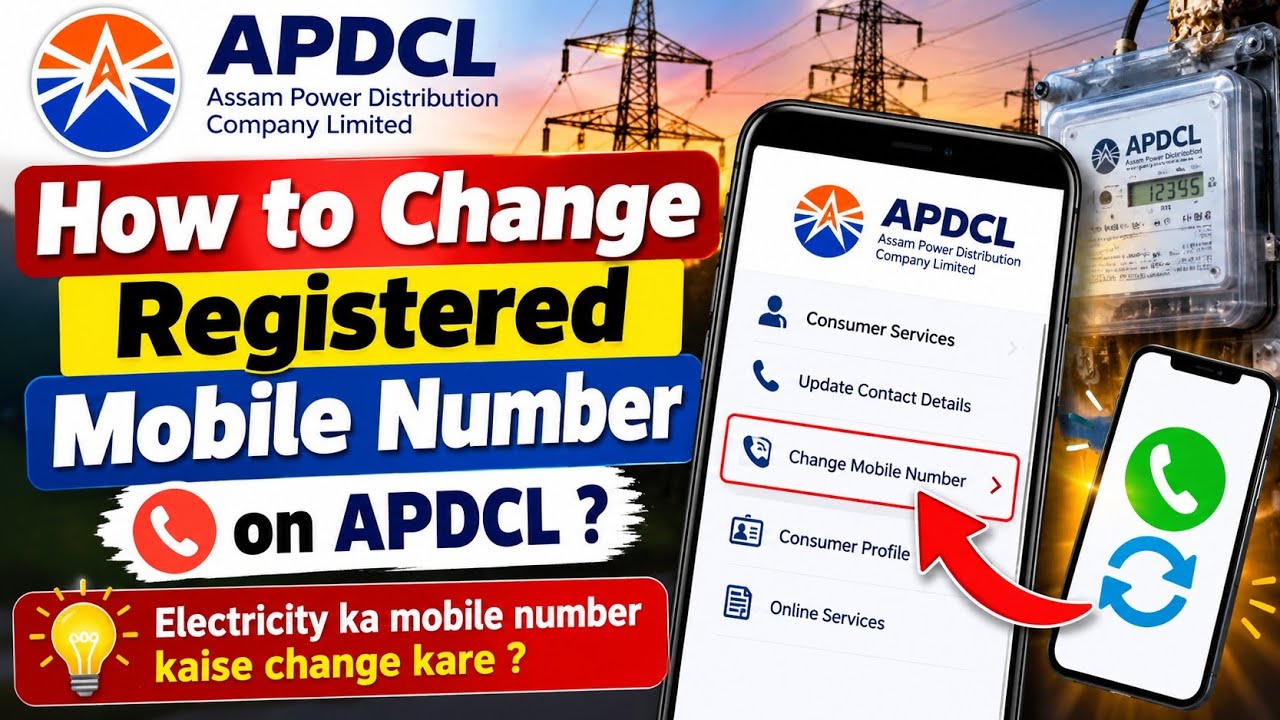How to change registered mobile number on APDCL | How to change electricity connection mobile num...