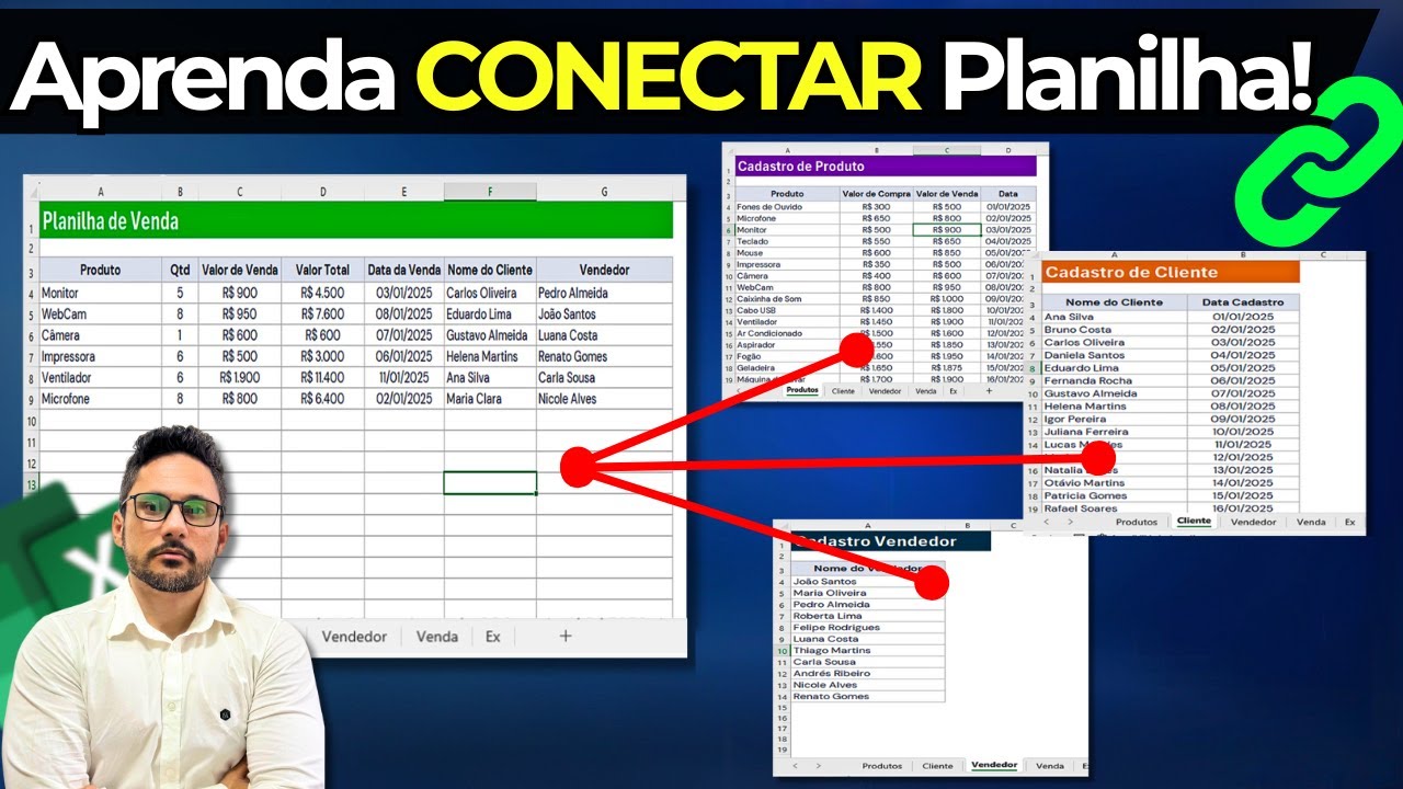 Como Conectar Planilhas no Excel | Buscar dados de Outra Planilha Excel