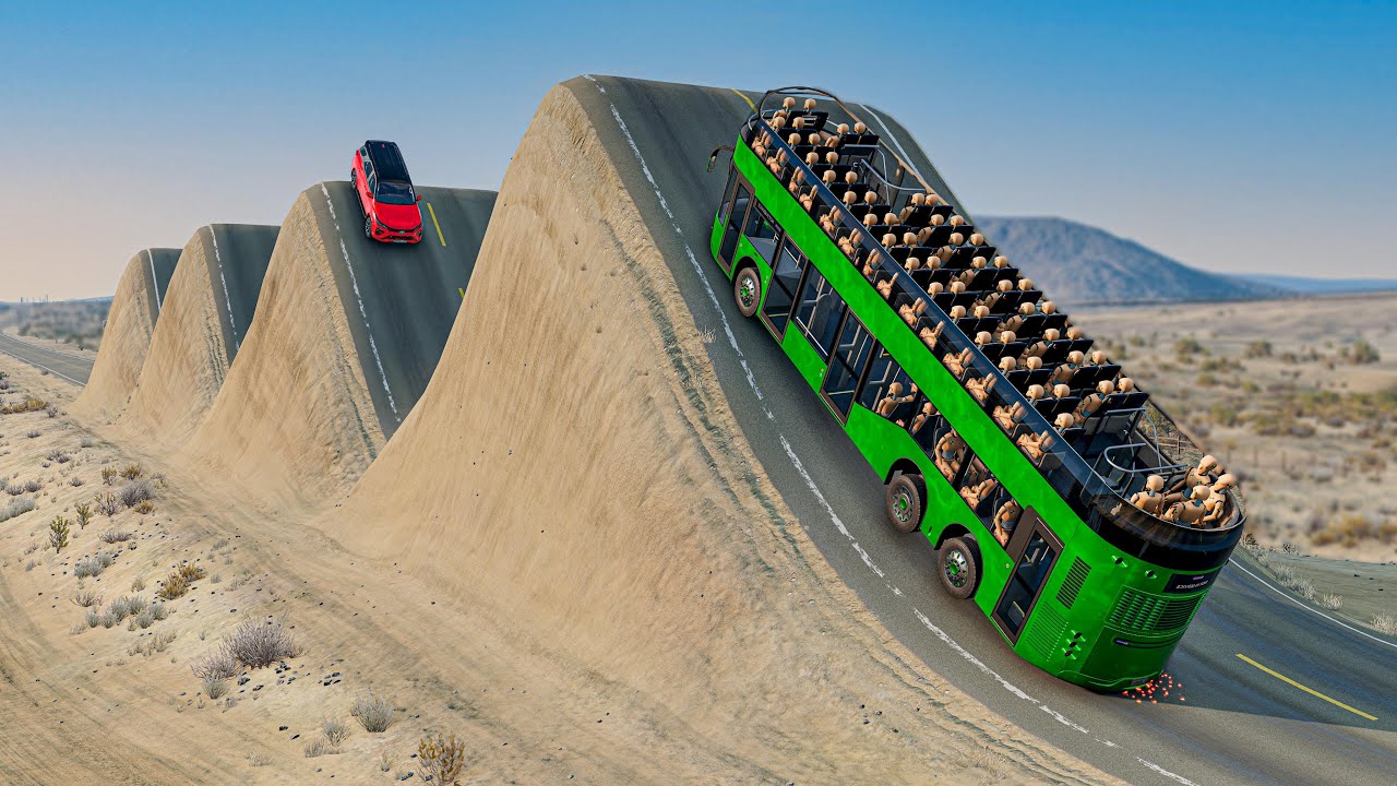 Cars vs Switchback Road Drive Challenge Ends in Total Destruction!