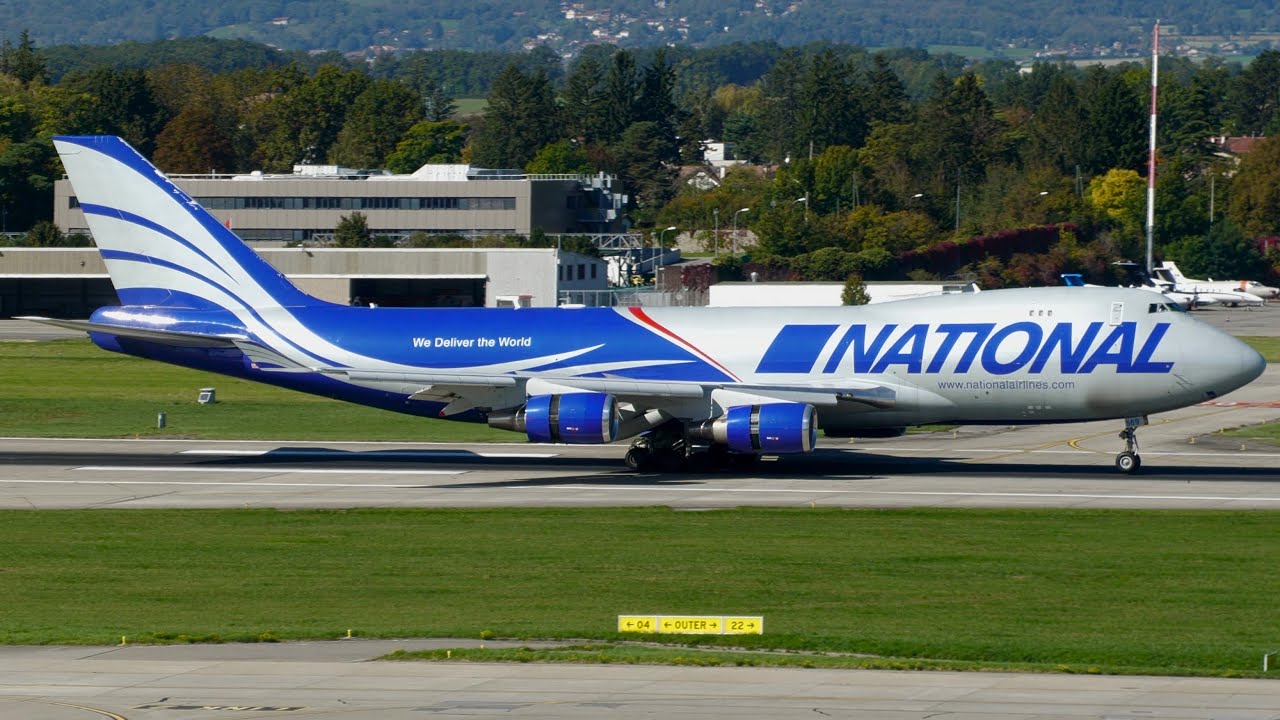 4K | RARE National Boeing 747-400F N569CA landing at Geneva/GVA/LSGG