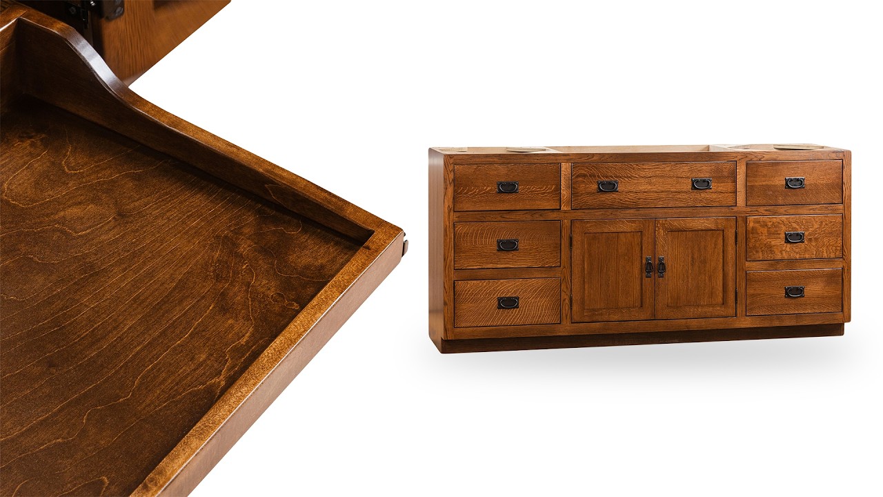 Custom Solid Wood Mission Bathroom Vanity with Drawers Center Cabinet | American Made to Your Specs