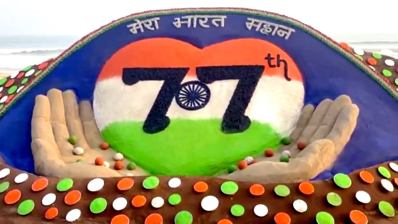 Sudarsan Pattnaik Creates ‘Mera Bharat Mahan’ Sand Art At Puri Beach On 77th Republic Day