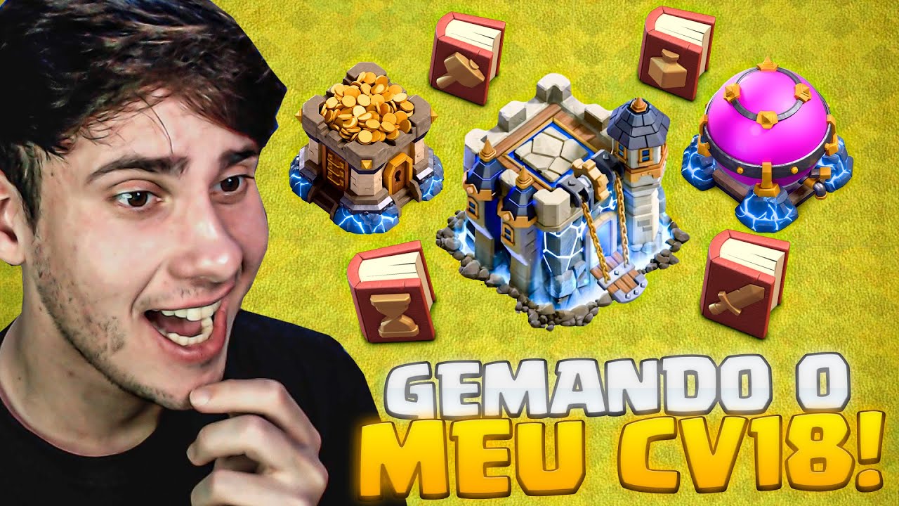 GEMANDO O MEU CV18 NO CLASH OF CLANS!! 😍🤑