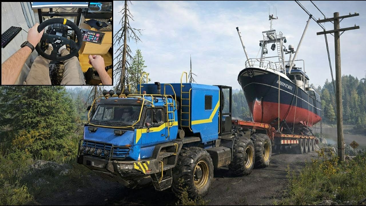 Azov 4220 Antarctic Towing Boat on Muddy Road | SnowRunner Fanatec Gameplay 4K