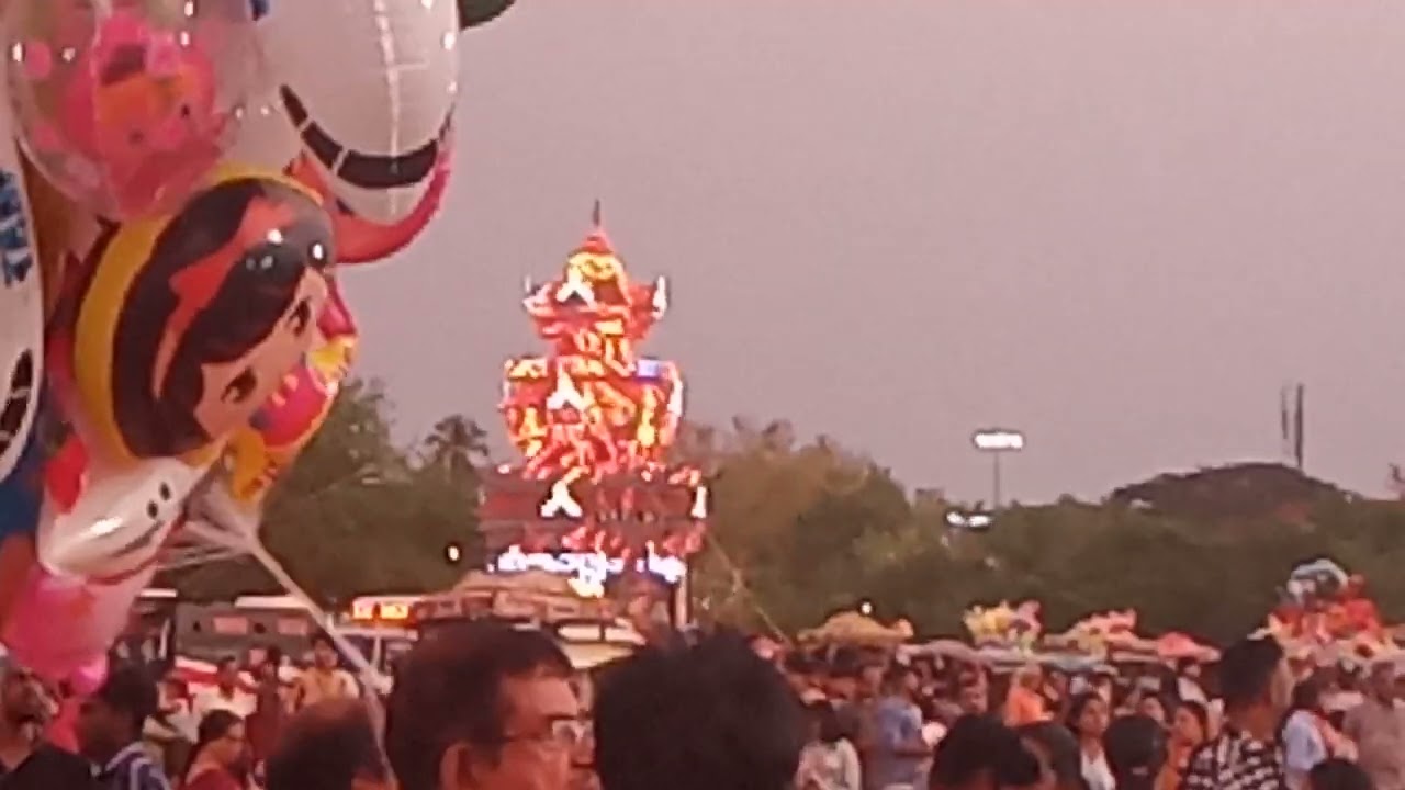 The arch in front of Ashramam Ground during Kollam Pooram 2024.