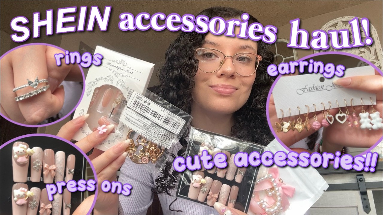 SHEIN ACCESSORIES HAUL ⋆. 𐙚 ̊  | pink & coquette! (nails, earrings, rings)
