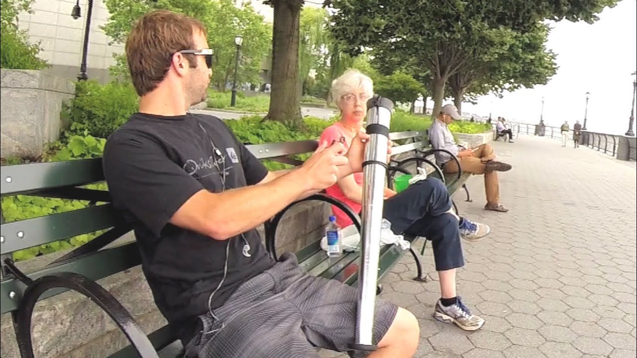 Dude Takes Shisha Tobacco Rips from Coffee Mug Waterpipe in Public - PART 3