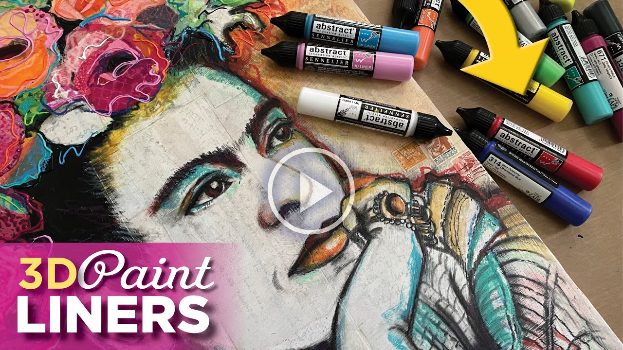 Sennelier Abstract Acrylic 3D Liners for Mark Making in Mixed Media–Tutorial Tidbits