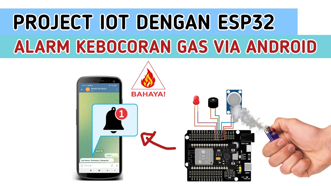 BIKIN PROJECT IOT DENGAN ESP32 SISTEM ALARM KEBOCORAN GAS VIA APLIKASI BLYNK/TELEGRAM #IoTproject