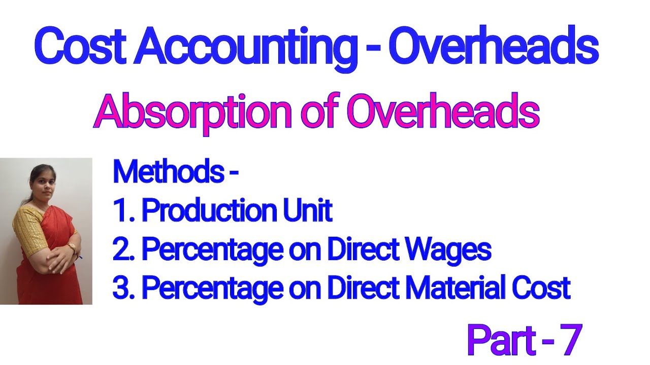 Cost Accounting - Absorption of Overheads | Methods | For B.COM,BBM,BBA