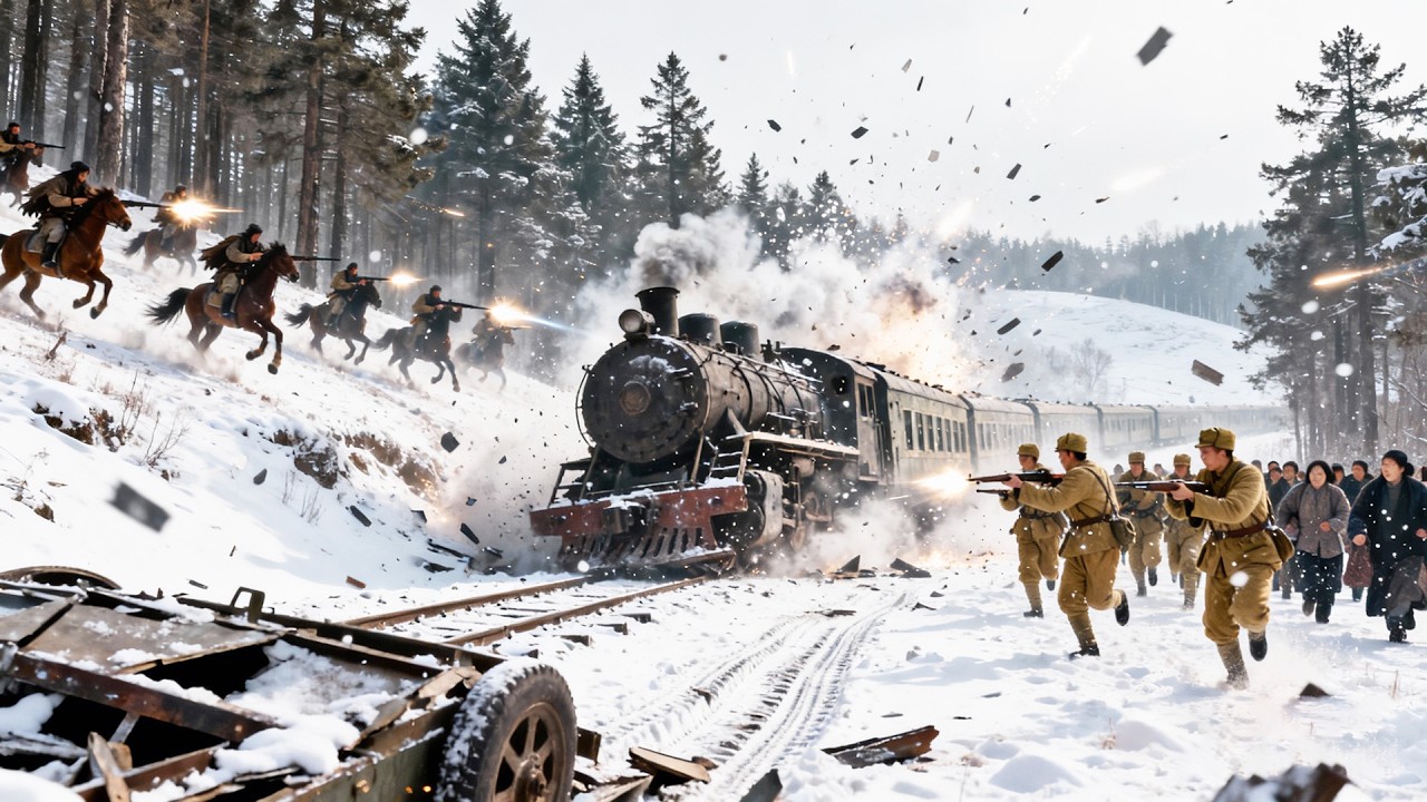 [中國抗戰劇] 🌸列車被山賊炸翻在雪原，八路正面迎戰拼死掩護群眾突圍🌸Full Movie Version #抗戰劇 #抗日神劇 #抗日戰爭 #血戰到底 #電視劇剪輯